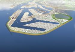 3D render of rotterdam harbour