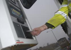 man using swipe card system