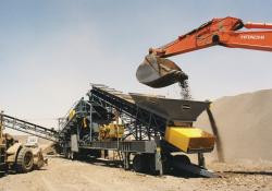 mobile washing plant being loaded