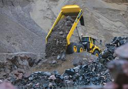 Volvo F-series ADT emptying its load