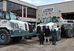 Liam Lynch (left) shakes hands with TDL equipment sales manager Jason Davey