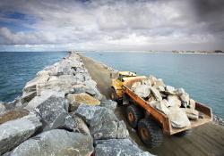 Volvo truck loaded with stones 