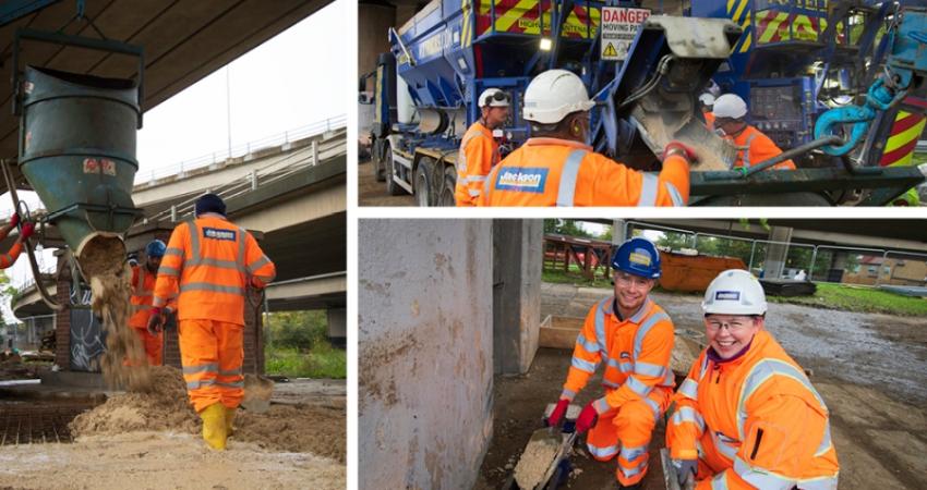 Cemfree low CO2 concrete has been used for the first time on the Woodford West Viaduct on the M25