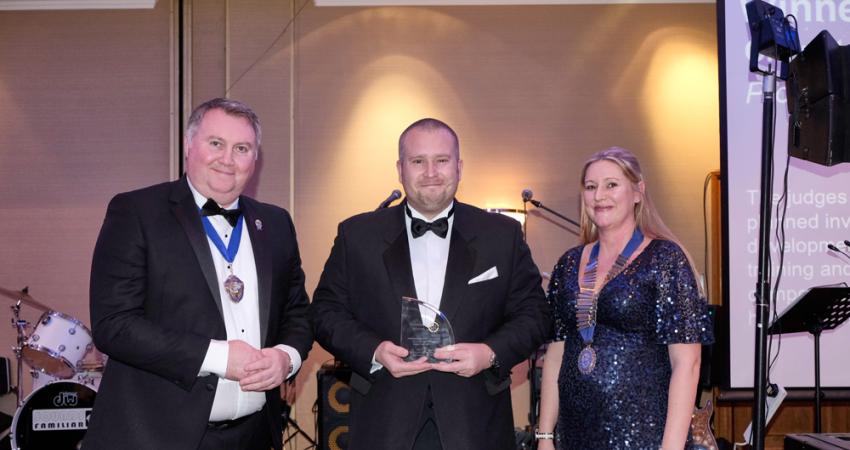 Award success: pictured left to right are Phil Redmond, IQ president, Simon Cutler, head of learning & development at Chepstow Plant International, and Nicola Bartholomey, IQ South Wales branch chairwoman