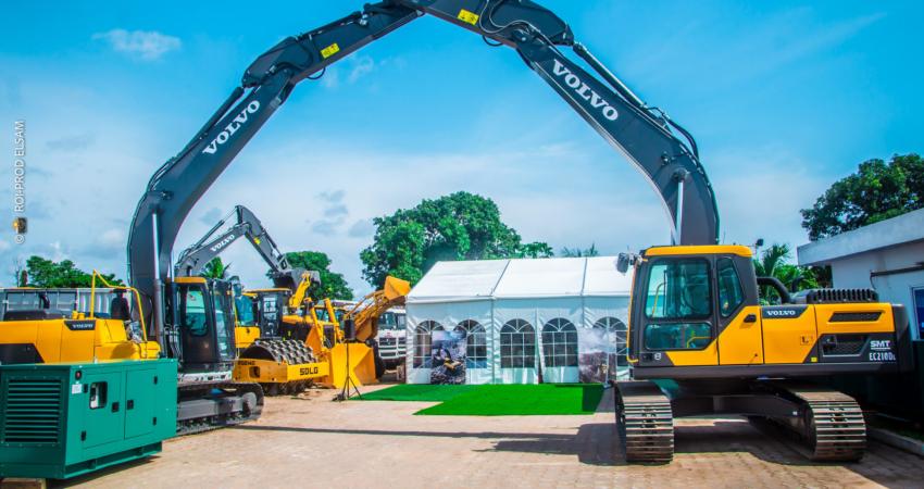  Two Volvo EC210DL crawler excavators were on display at the event in Cotonou