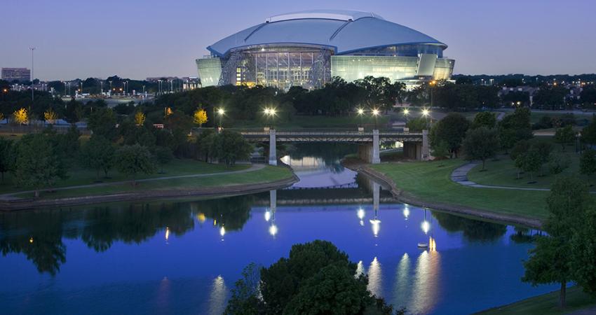 Each of CRH company Oldcastle’s six U.S. product groups provided materials for the 3 million-square-foot, 100,000-seater Dallas Cowboys stadium. Pic: CRH