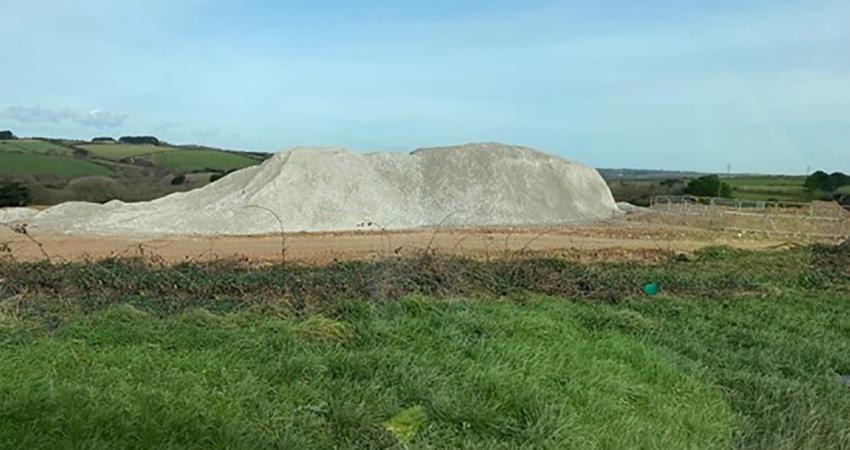 Stent, a by-product of local china clay production, is being used in the major A30 road upgrade. Image: Costain