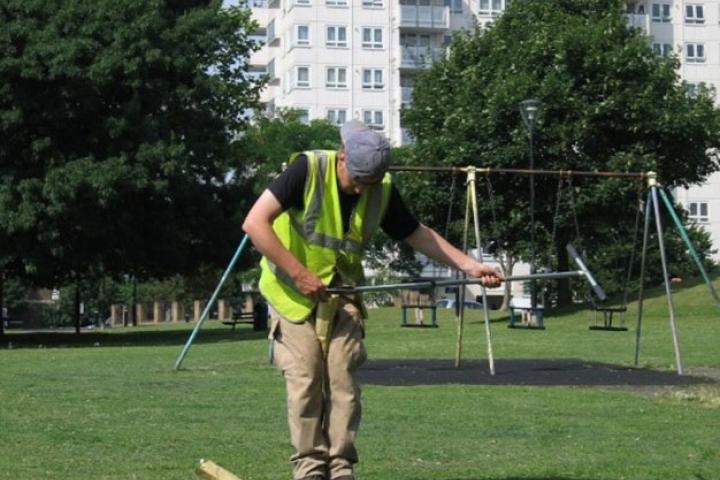 Small cores of soil were collected across 25 different cities from open areas such as parks and gardens. Pic: BGS UKRI