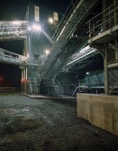 Moons Hill Quarry plant at dusk