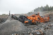 three mobile track-mounted Metso Lokotrack crushing and screening plants