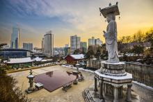 Seoul skyline from Bongeunsa Temple