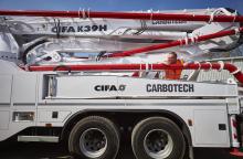 Tom Baker with CIFA truck-mounted concrete pump