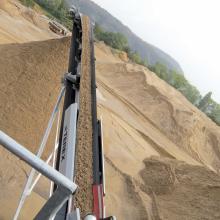 Washed sand is sent to the stockpile