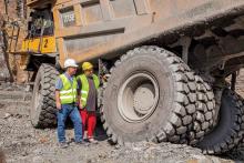 BKT Earthmax SR 45 tyres on the Cat 775E dump truck