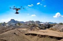 drone over a quarry site