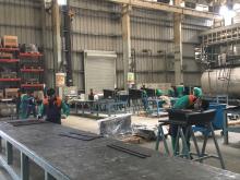 The busy Metso fabrication factory at Metso Park, Alwar, India.JPG