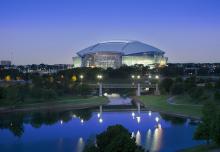 Each of CRH company Oldcastle’s six U.S. product groups provided materials for the 3 million-square-foot, 100,000-seater Dallas Cowboys stadium. Pic: CRH