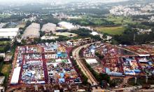 An aerial view of the Excon showground in Bangalore, India. Pic: Excon