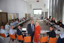 UEPG president Antonis Latouros (standing centre left) with President of the Parliament of Cyprus Annita Demetriou (standing centre right) and delegates at the UEPG Congress