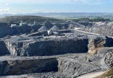 Looking down from up high at the edge of Carriére des Limites’ Rochefort quarry 