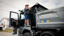 Stefan Murner of Glas with the company's new Meiller tipper