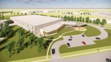 An artist's impression of the planned 115,000-square-foot battery and charging technology manufacturing facility