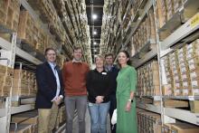 The National Geological Repository. L to R: David Boon, James Naish, Karen Hanghøj, Garry Baker and Corinna Abesser. BGS © UKRI