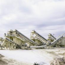 Conveyors working at quarry 