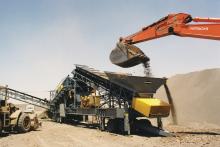 mobile washing plant being loaded