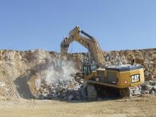 Atlas Copco HB10000 breaker in use at the Meceira quarry, Portugal