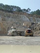 The quarry operates the breakers to keep pace with demand from the cement plant