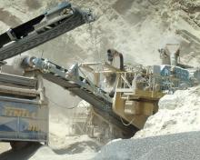 Rock crusher at work