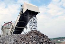 Crusher in action at Sagrex's Marche Les Dames quarry