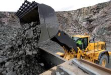 Wheeled loader loading up material