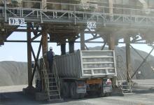 truck being loaded with aggregates