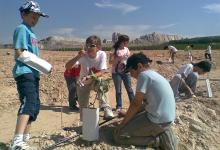 children planting trees in Alicante with Cemex