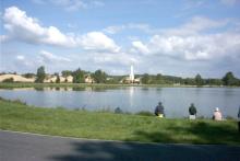 Men fishing at quarry site 