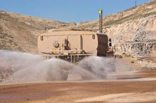 Water truck equipped with a sophisticated water distribution system 