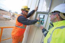 Workers work on the interface at Peppertree Quarry