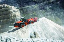 Hitachi ZW330-5 wheeled loader at Socavi limestone quarry in Savoie, France