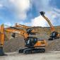 Three models from CASE’s new seven-strong E-Series range of crawler excavators. Pictured are the CX210E, CX250E and CX300E